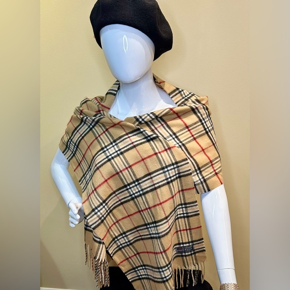 NWOT V. FRAAS Cashmink Tan Burberry Style Tartan Plaid Oversized Scarf Germany - Picture 2 of 7